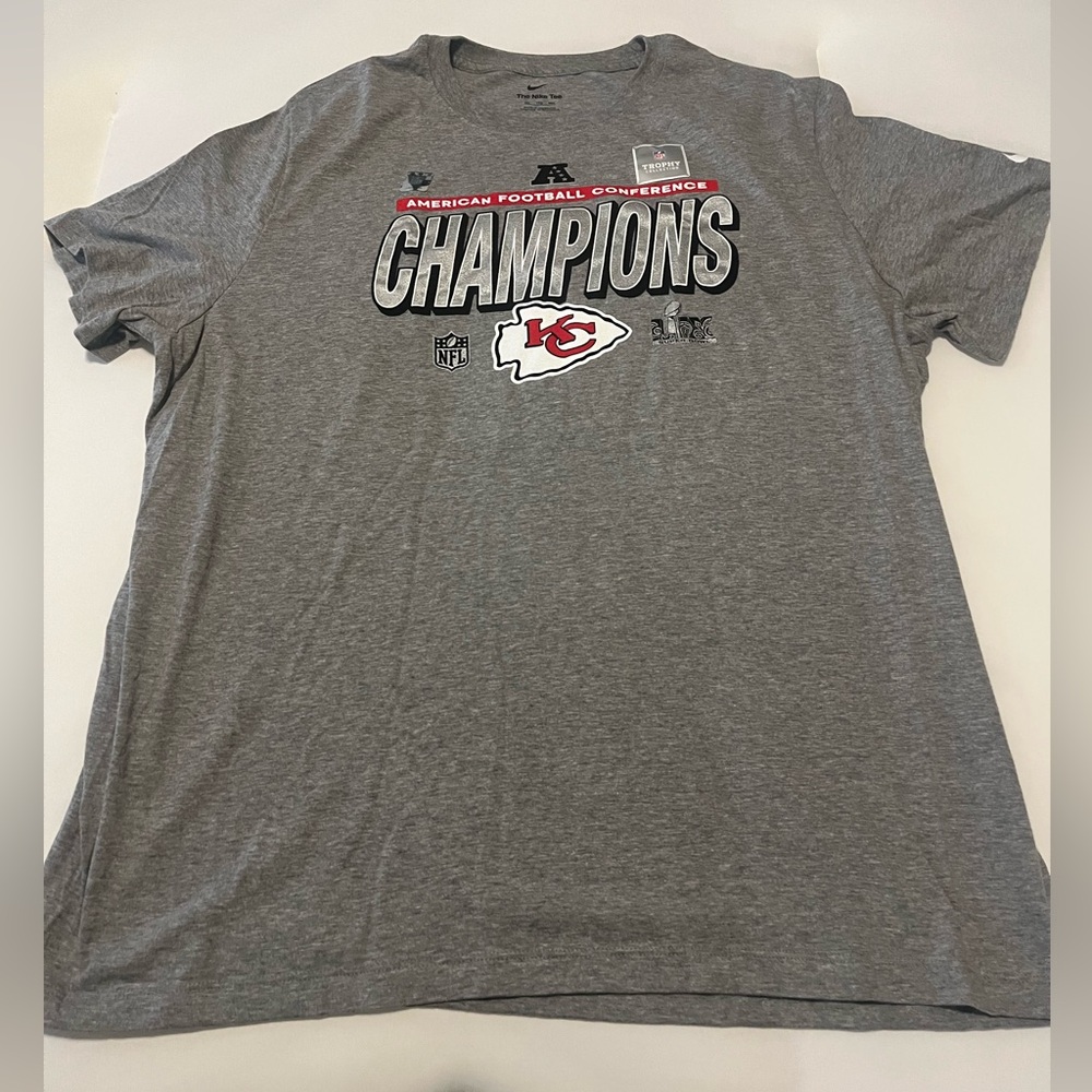 Kansas City Chiefs Nike Shirt 2024 AFC Champions Gray  2XL NFL